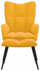 pihenőfotel zsámolynal mustárzöld bársonyból