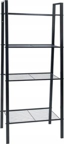 Fém könyvespolc fekete 148x61,8x34,5 cm 4 polc festett acél