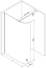 Mexen Kioto, lekerekített zuhanyparaván 80 x 200 cm, 8 mm átlátszó üveg, rózsa arany profil, 800-080-101-60-06