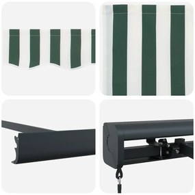 Manuális Behúzható Napellenző Zöld és Fehér 300x250 cm