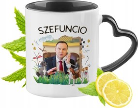 Andzej Duda PiS Fekete Bögre Szív Alakú Füllel Ajándék