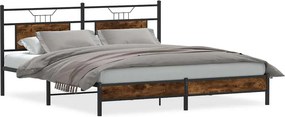 vidaXL füstös tölgy színű szerelt fa ágykeret matrac nélkül 183x203 cm