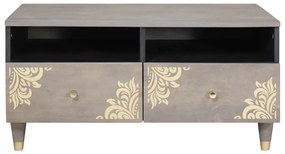 Dohányzóasztal with Drawer Szürke 80 x 54 x 40 cm tömör mangófa