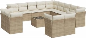vidaXL 14 részes bézs polyrattan kerti ülőgarnitúra párnával