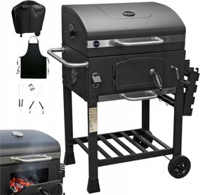 Kerti Grill Faszenes Öntöttvas Grillrács Nagy XXL Angular Huzat Szett