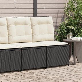 fekete polyrattan dönthető kerti kanapé párnákkal