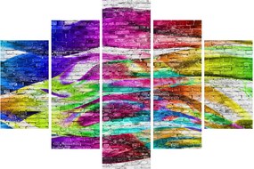 Kép - Téglafal színes lángokkal (150x105 cm)