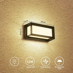 Brilagi - LED kültéri fali lámpatest PARKER LED/12W/230V 3000/4500/6000K fekete IP44
