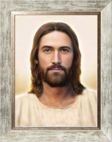 Jézus Krisztus Portré Szakrális Vászonkép Fehér Keretben 30X40