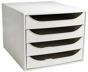 Irattároló, műanyag, 4 fiókos, EXACOMPTA Ecobox Office, szürke-szürke (EX228606D)