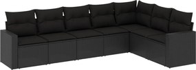 vidaXL 7 részes fekete polyrattan kerti ülőgarnitúra párnával