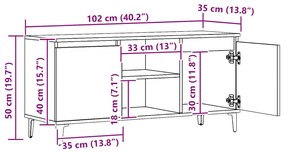 kézműves tölgy színű szerelt fa TV-szekrény 102x35x50 cm