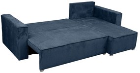 Sötétkék sarokkanapé SMART COSARO, kinyitható + 2 párna AJÁNDÉK