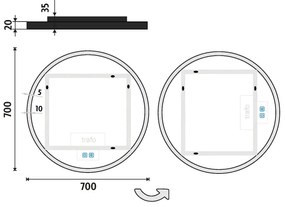 NIMCO ZPC 28001RVX-90 - LED Fürdőszoba tükör 3000-6500K átm. 70 cm IP44