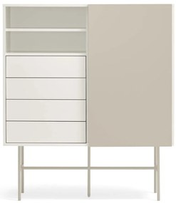 Bézs-krémszínű magas komód tolóajtóval 120x140 cm Nube – Teulat
