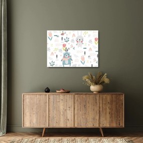 Üveg kép - Állatok a réten (70x50 cm)