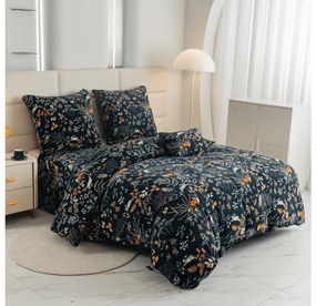 Mikroplüss ágyneműhuzat szett RÓKA ÉS NYÚL sötétzöld + mikroplüss lepedő SOFT 90x200 cm fehér, egyszemélyes