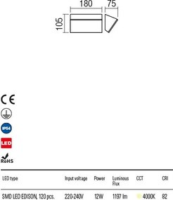 REDO 90018 TOKYO Modern Kültéri Fali Lámpa LED IP54