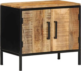vidaXL Éjjeliszekrény Barna és fekete 50 x 30 x 45 cm Tömör Mangófát