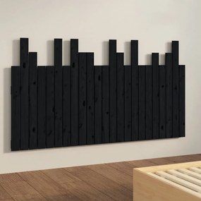fekete tömör fenyőfa fali fejtámla 146,5 x 3 x 80 cm