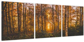 Egy őszi erdő képe (órával) (90x30 cm)