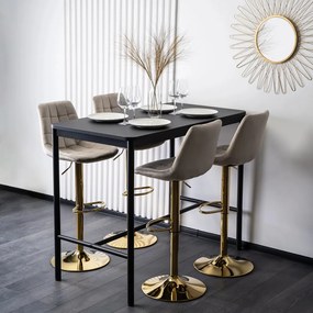 ARCOS bárszék, bézs, bársony, arany lábbal