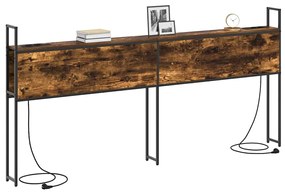 Tárolós Fejtámla Töltő Állomással Füstölt tölgy 180 cm Faanyag