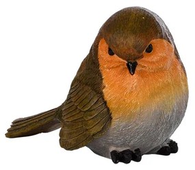 Vörösbegy polyresin szobor, S, A típus, kültéri és beltéri dekorációs kiegészítő