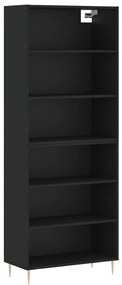 fekete szerelt fa magasszekrény 69,5x32,5x180 cm