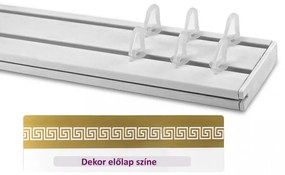 Fehér-arany csíkos görög mintás 45 mm-es előlapos egysoros műanyag mennyezeti sínes karnis 180 cm-es szett