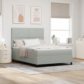 Boxspring Ágy Matrac nélkül Világosszürke 140x190 cm Bársony