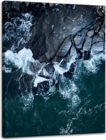 Vászonkép Természet Hullámok Tenger Sziklás Tengerpart Kék víz 30x40