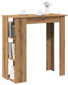 Kézműves tölgy szerelt fa bárasztal polccal 102x50x103,5 cm