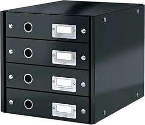 Irattároló, laminált karton, 4 fiókos, LEITZ Click&Store, fekete (E60490095)