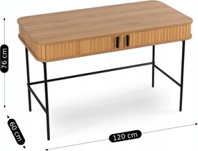 Íróasztal 120 cm méretben, bordázott tölgy kivitelben TRISH
