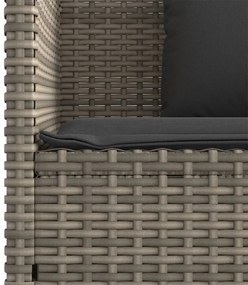 szürke polyrattan akácfa kerti pad párnával