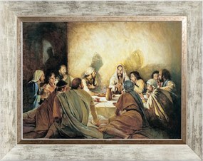 Utolsó Vacsora Szakrális Vászonkép Fehér Keretben 30X40