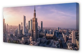 Canvas képek Varsó Sunrise felhőkarcolók panoráma 100x50 cm