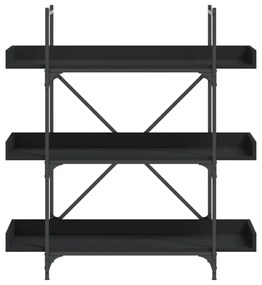 3-szintes fekete szerelt fa könyvespolc 100 x 33 x 108,5 cm