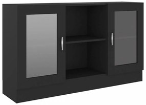 fekete szerelt fa vitrinszekrény 120 x 30,5 x 70 cm