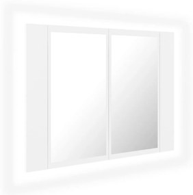 Fehér akril LED-es fürdőszobaszekrény tükörrel 60x12x45 cm