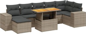vidaXL 8 részes szürke polyrattan kerti ülőgarnitúra párnákkal