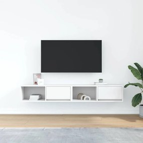 2 db fehér szerelt fa TV-szekrény 80x31x25,5 cm