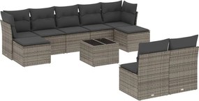 vidaXL 10 részes szürke polyrattan kerti ülőgarnitúra párnákkal