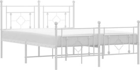 vidaXL fehér fém ágykeret fej- és lábtámlával 140 x 190 cm