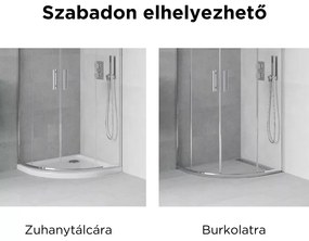 Elio 80X80 cm íves két tolóajtós zuhanykabin 6 mm vízlepergető biztonsági üveggel, krómozott elemekkel, 190 cm magas