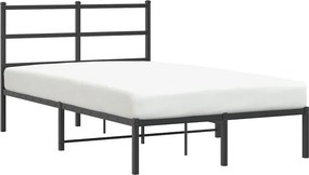 vidaXL fekete fém ágykeret fejtámlával 120 x 190 cm