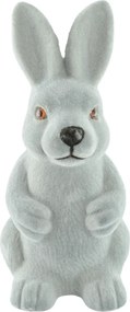 Nyuszi figura Flokkolt Szürke Ülő 24 cm Húsvét Paula