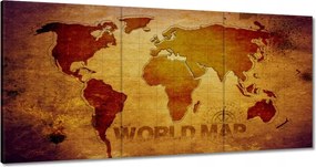 Vászonkép 60x30 Barna világtérkép Világtérkép