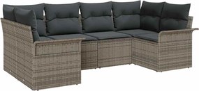 vidaXL Kerti Kanapé Szett párnával tárolóval 6 pcs Szürke Poli rattan